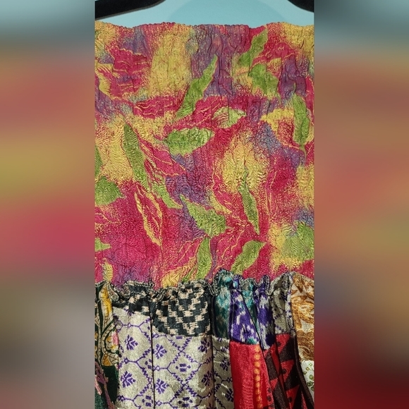 Patchwork 100% silk dress / skirt - Picture 4 of 15